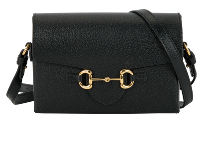 Horsebit 1955 Flap Shoulder Bag, £750, Handbags, Black, Leather, Front view